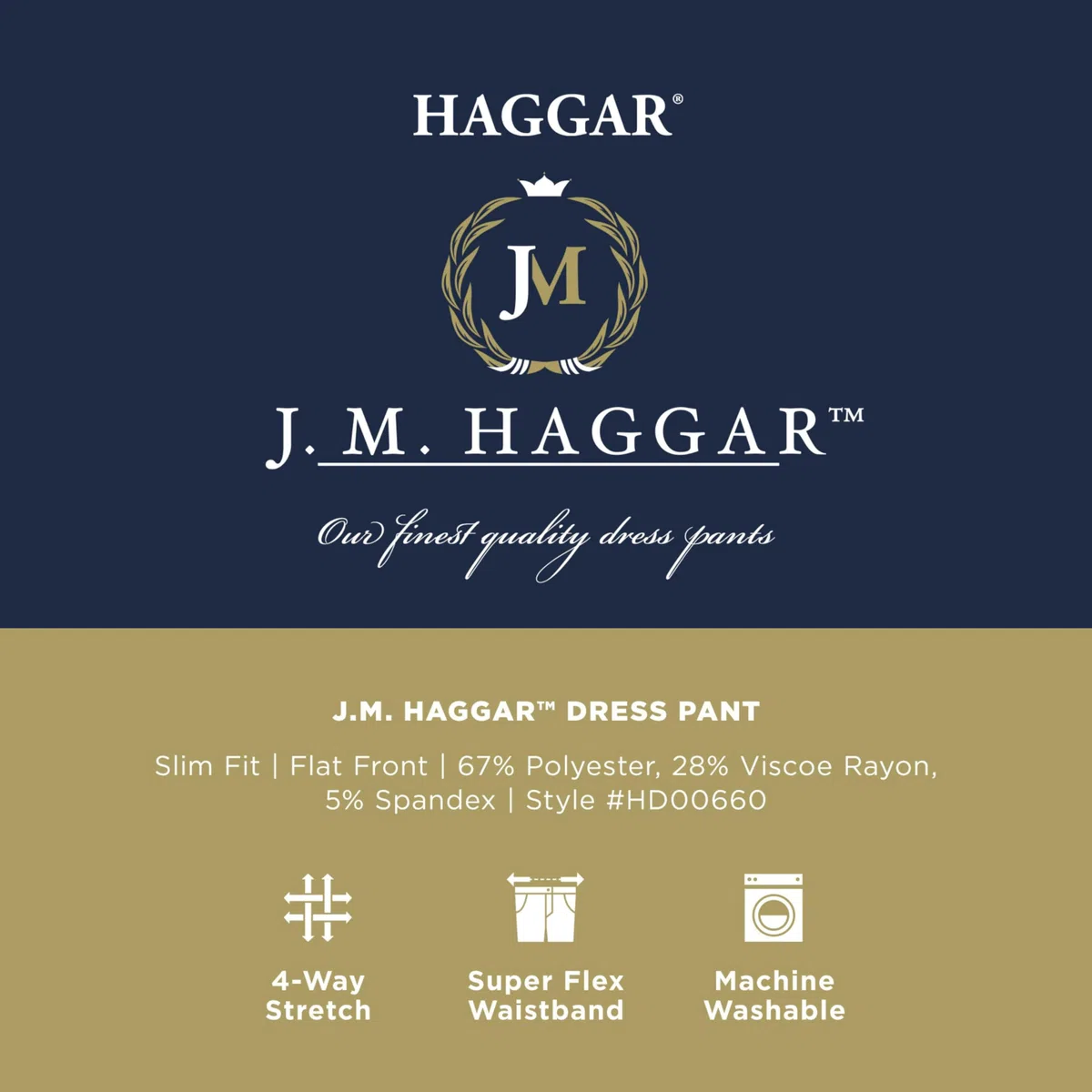 Haggar Slim Fit Flat Front Super Flex Waistband Stretch Dress Pant - Pantalones Informales Hombre
