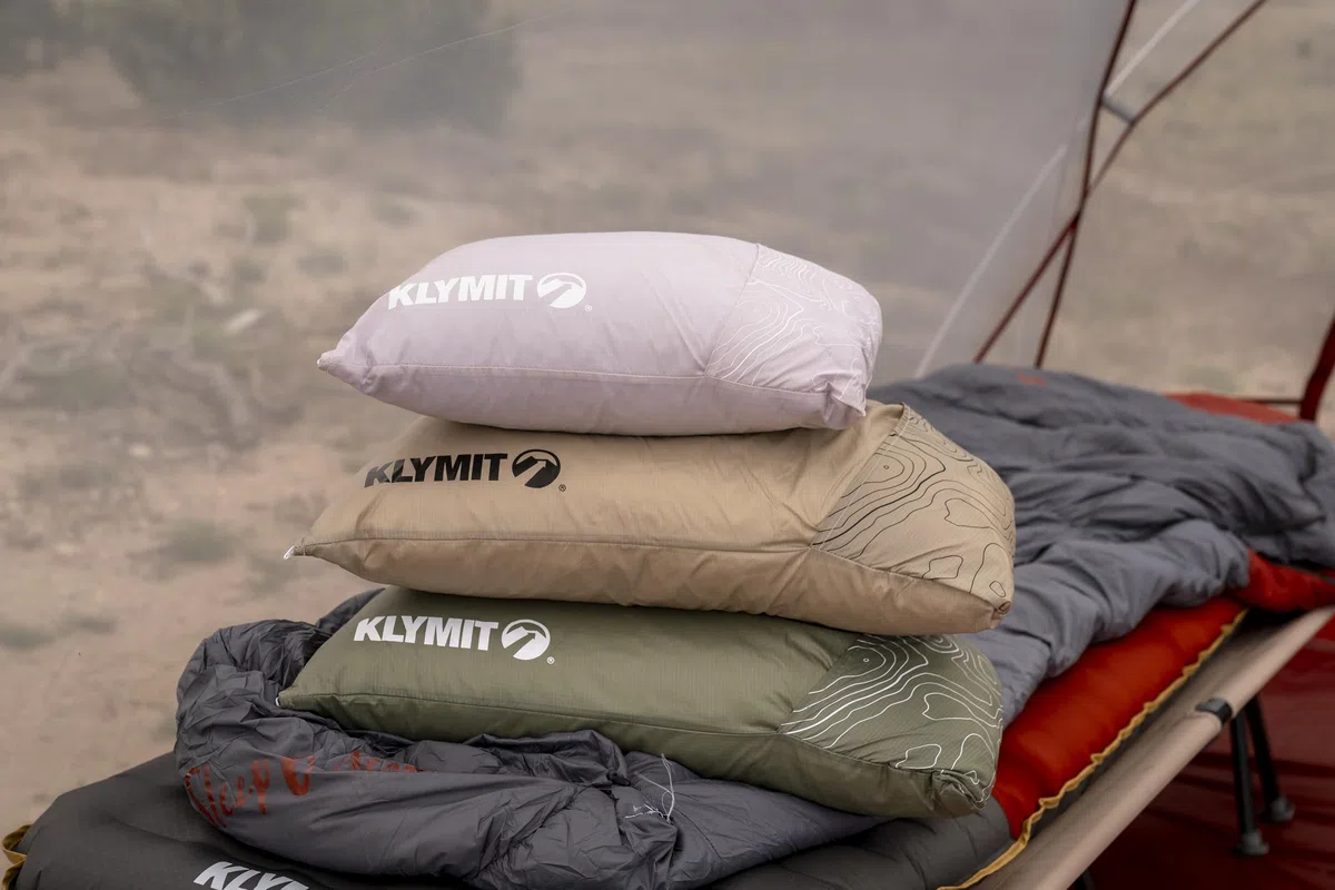 Klymit Drift - Almohada de Camping de Espuma viscoelástica troceada con Funda Reversible para Uso en Exteriores, Verde, Grande