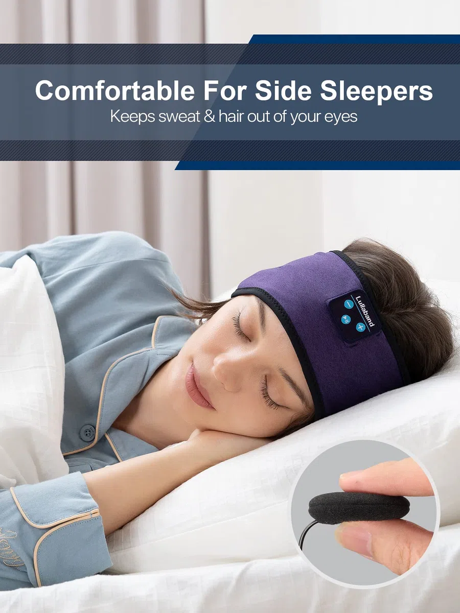 Lullaband Auriculares con diadema Bluetooth, auriculares para dormir de lado, diadema cómoda con micrófono de altavoz delgado, regalo manos libres