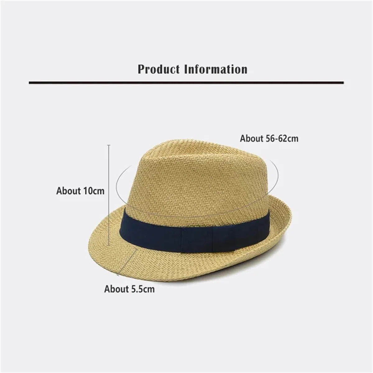 Sombrero Fedora Hombre Sombrero de paja grande for hombre, sombrero bombín, sombrero de paja de verano, sombrero de caballero, sombrero fedora for mujer, sombrero de cabeza grande for mujer(White blue