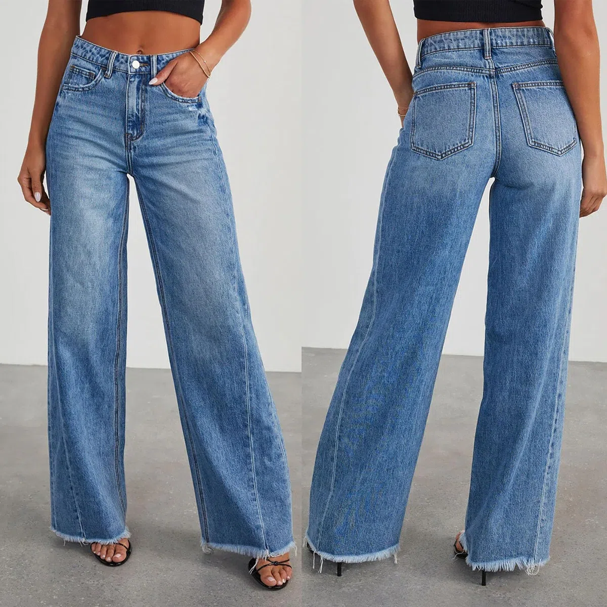 Vaqueros Anchos Mujer Pantalon Vaquero Pantalón Ligero Tejanos Primavera Invierno Pantalones Baggy Ropa Rectos Casual Elasticos Tallas Grandes Jeans