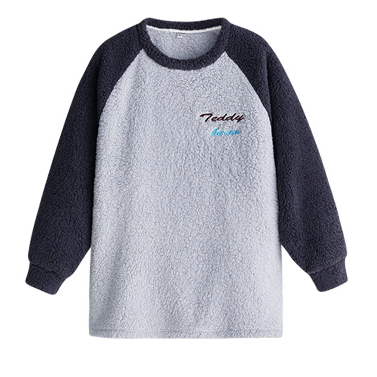 Pijamas de invierno y otoño para mujer, con bloques de color, manga raglán, conjunto cómodo de forro polar cálido, conjunto de pijama de dos piezas, pijama de algodón ligero para mujer, pijama de