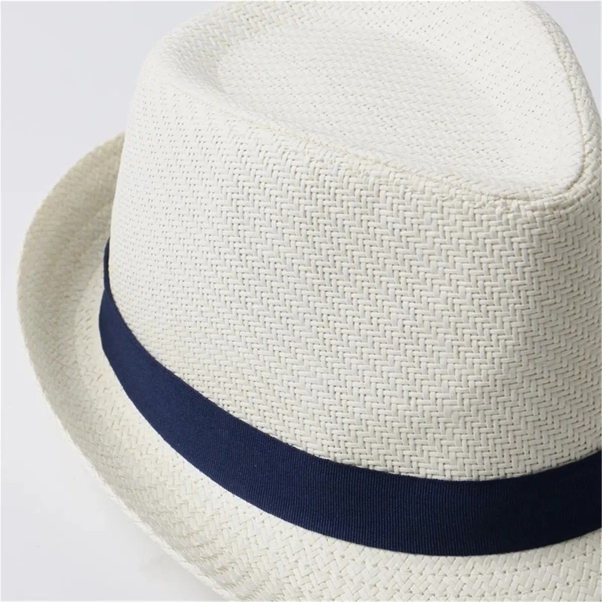 Sombrero Fedora Hombre Sombrero de paja grande for hombre, sombrero bombín, sombrero de paja de verano, sombrero de caballero, sombrero fedora for mujer, sombrero de cabeza grande for mujer(White blue