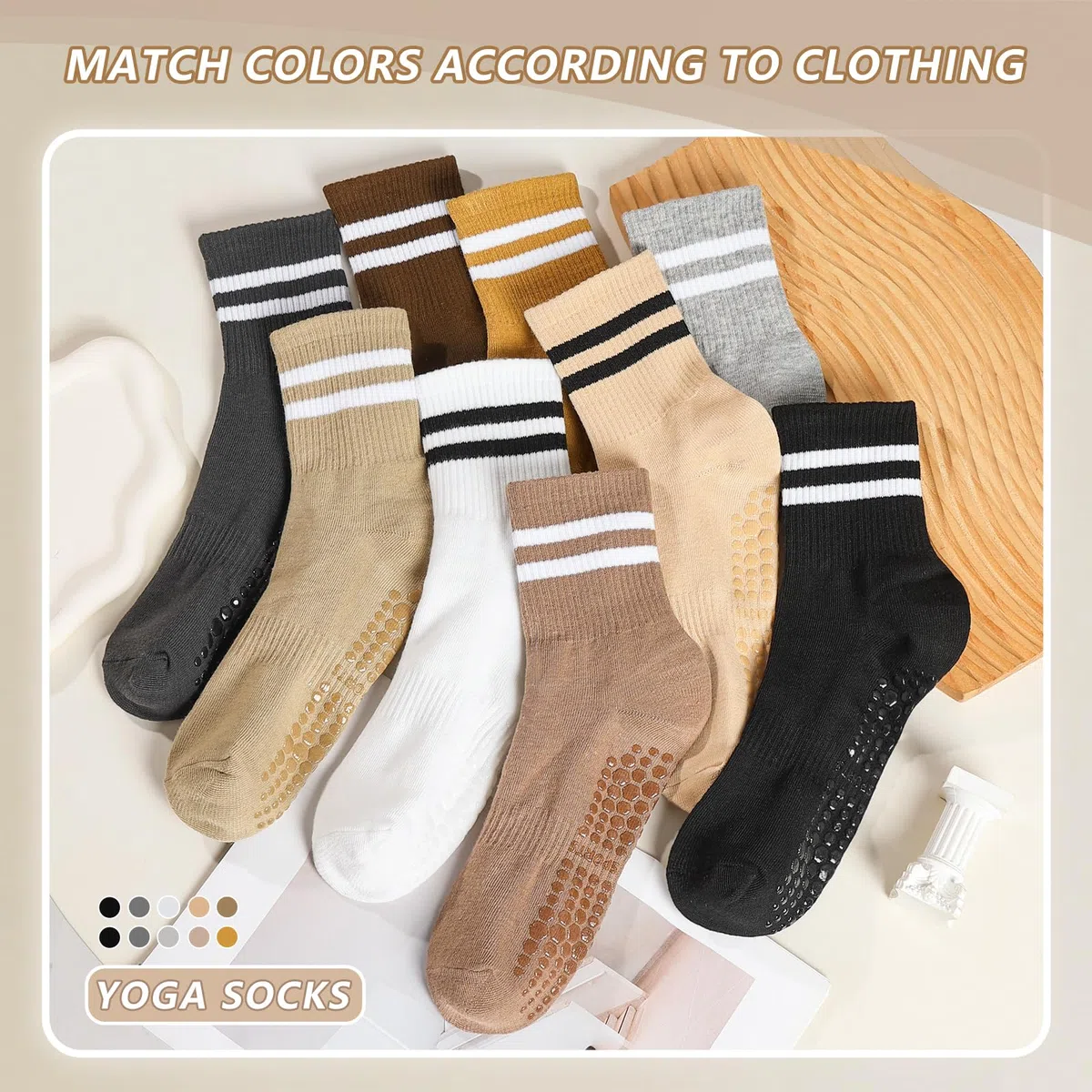 10 pares de calcetines largos antideslizantes con agarres para mujer, yoga, barra pura, ballet, entrenamiento, baile, 10 pares
