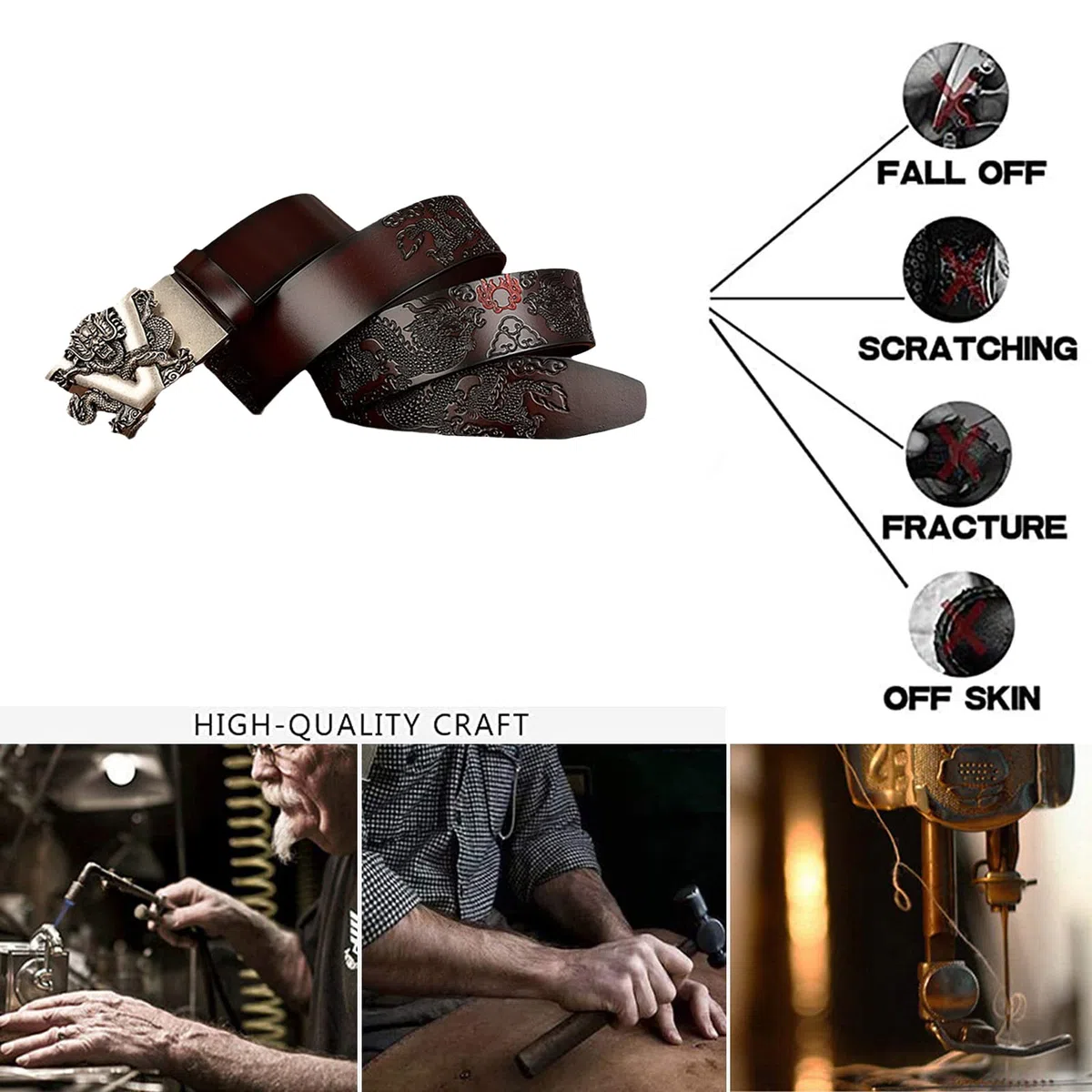 cinturón, Correa de trinquete cuero genuino for hombre con hebilla automática deslizante 3D plateada, 3,5 cm ancho - Hebilla ajustable(Coffee,125cm/waist:42"~44")