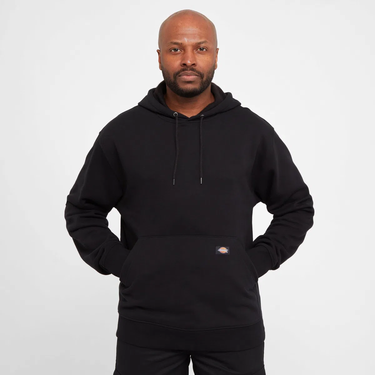 Dickies Hombre, Sudadera en felpa de grosor medio con capucha y sin cierre, corte regular, negro, XXL