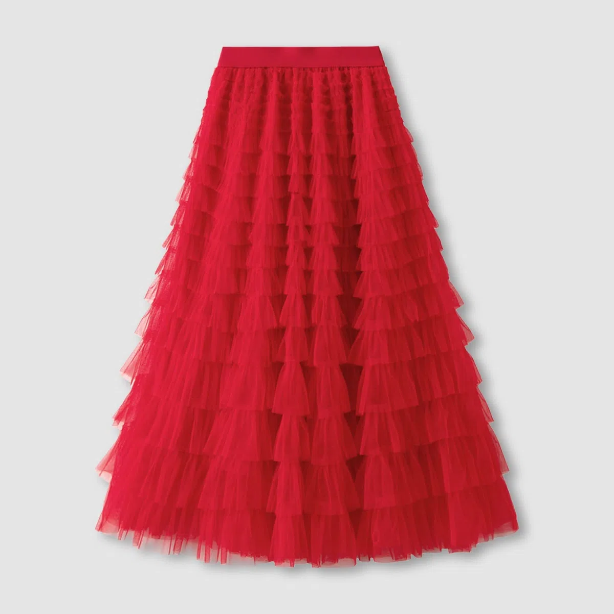 Falda plisada de línea A para mujer, falda larga tutú con volantes, longitud de la pantorrilla, gasa de cintura alta, diseño de burbujas
