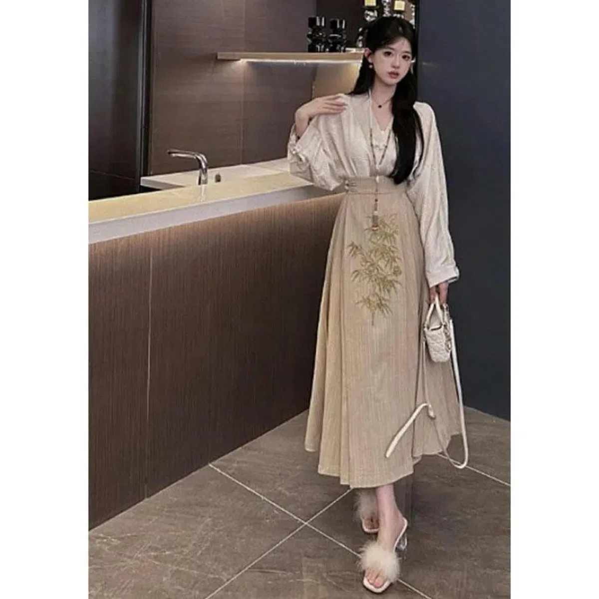 Vestido chino tradicional Hanfu de talla grande, falda corta, falda de cara de caballo, plisada, de alta gama, elegante, trajes para mujer, Conjunto de falda y camisa, 3XL 80kg-90kg