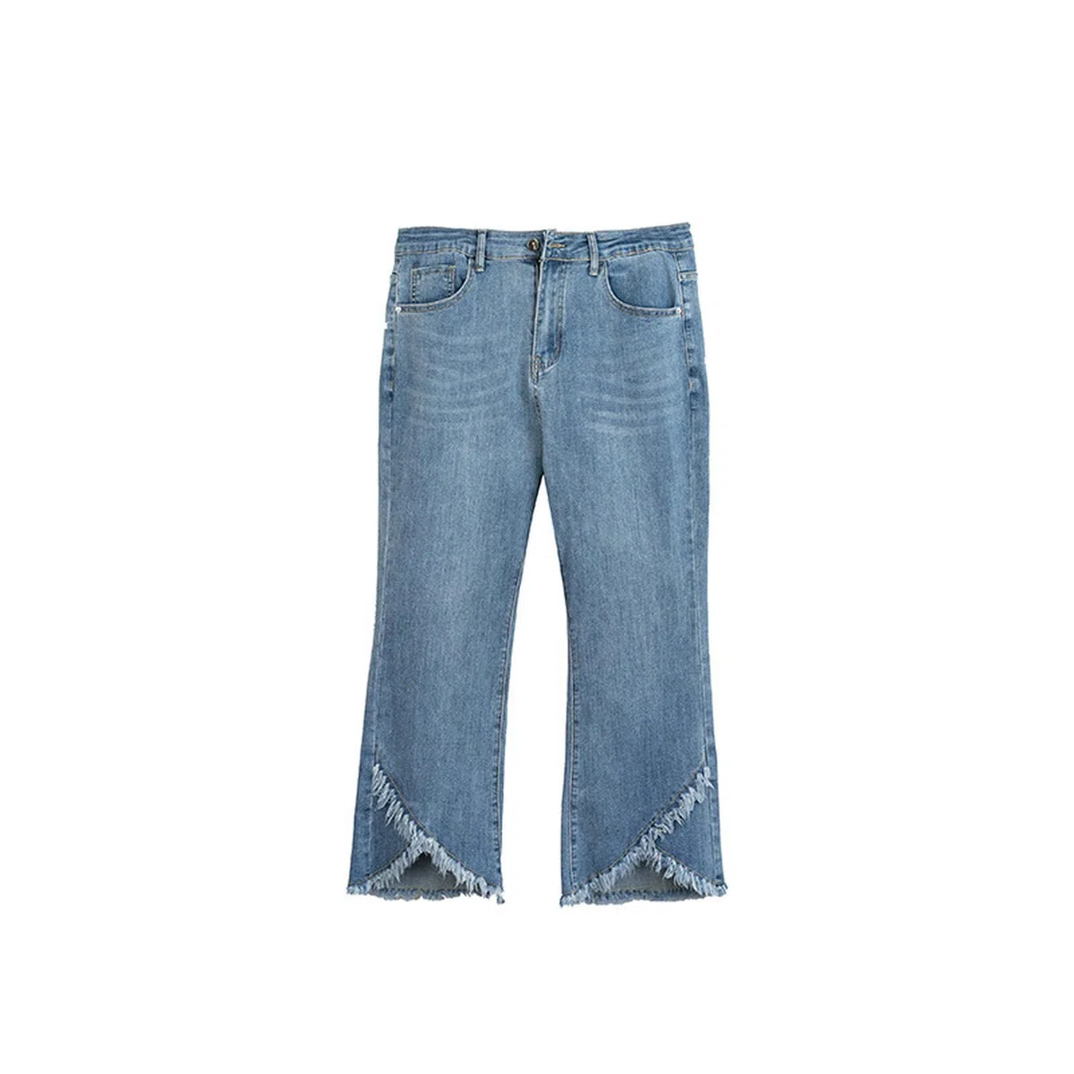 Vaqueros con diseño de borlas de Primavera, Denim elástico de Talla Grande con Cintura elástica - Azul - 5XL