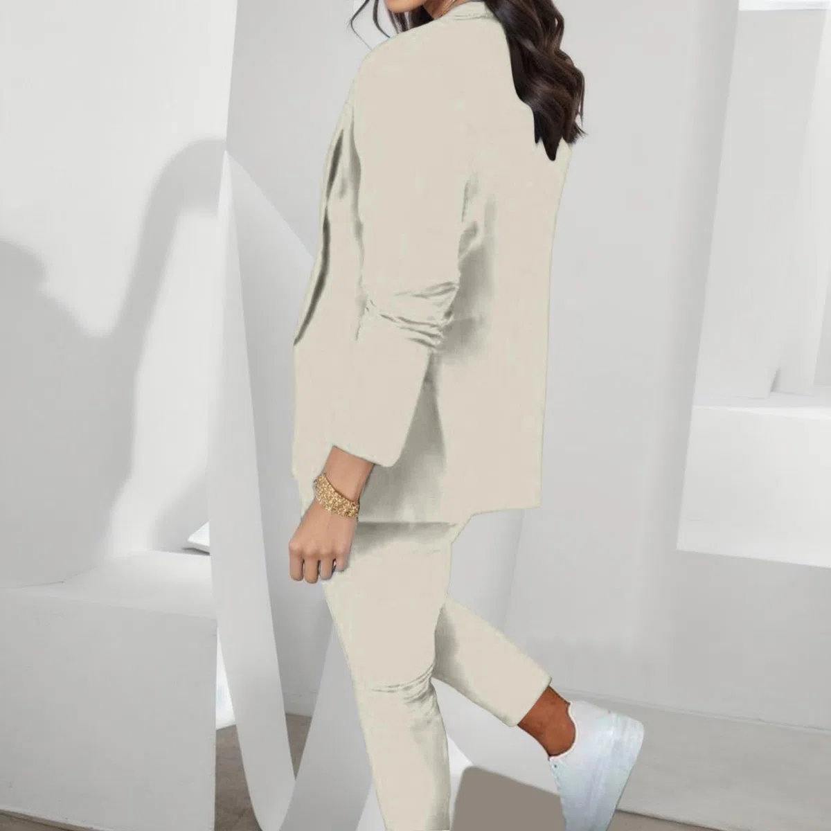 Conjunto deportivo de 2 piezas para mujer, trajes casuales para mujer, blazers de color sólido, pantalones de color puro, trajes ligeros para salir, otoño, conjuntos de chándal casual