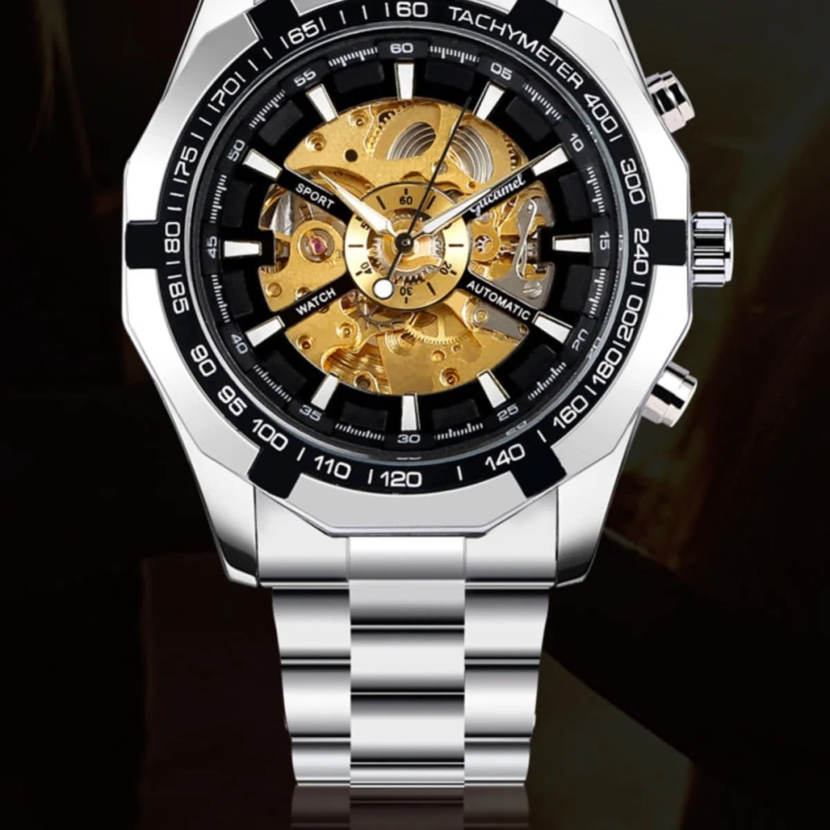 Genérico Reloj Mecánico Automático Luminoso para Hombre, Esqueleto | Aleación de Zinc, Gran Aguja y Resistencia al Agua, Estilo Negocio, para Asistir Ocasión