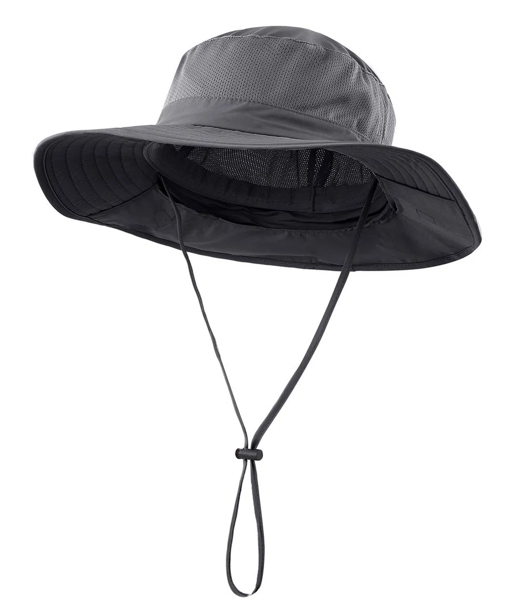 Sombrero unisex de ala ancha para el sol, malla UPF50+, sombreros de safari con solapa para el cuello, sombreros de pesca