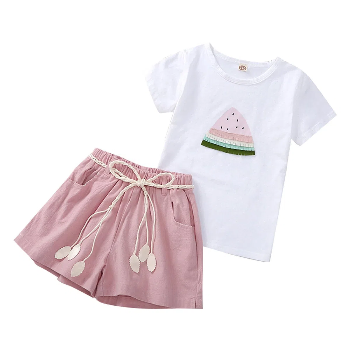 Novedad de Verano, Camiseta con Estampado de sandía, Pantalones con de Color sólido, Traje Informal de para Chicas Medianas y Grandes Trajes Deportivos