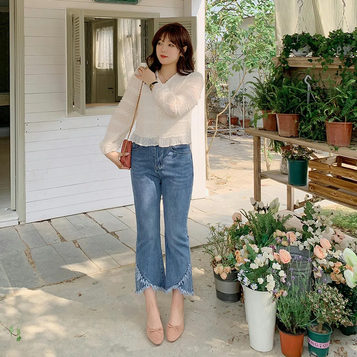 Vaqueros con diseño de borlas de Primavera, Denim elástico de Talla Grande con Cintura elástica - Azul - 5XL