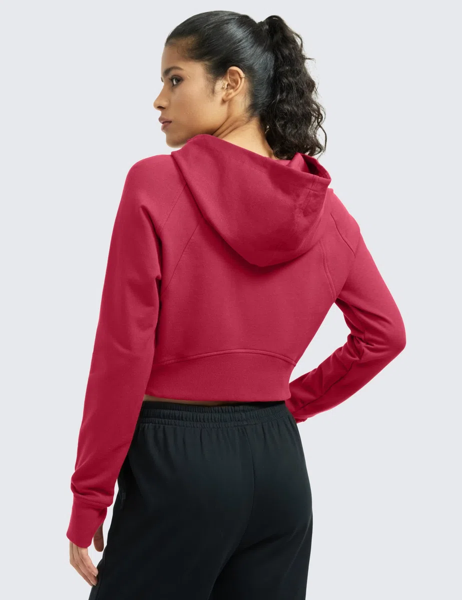 CRZ YOGA Womens Cropped Hoodie Full Zip Jacket Athletic Casual Sudaderas de Manga Larga con Agujeros para los Pulgares