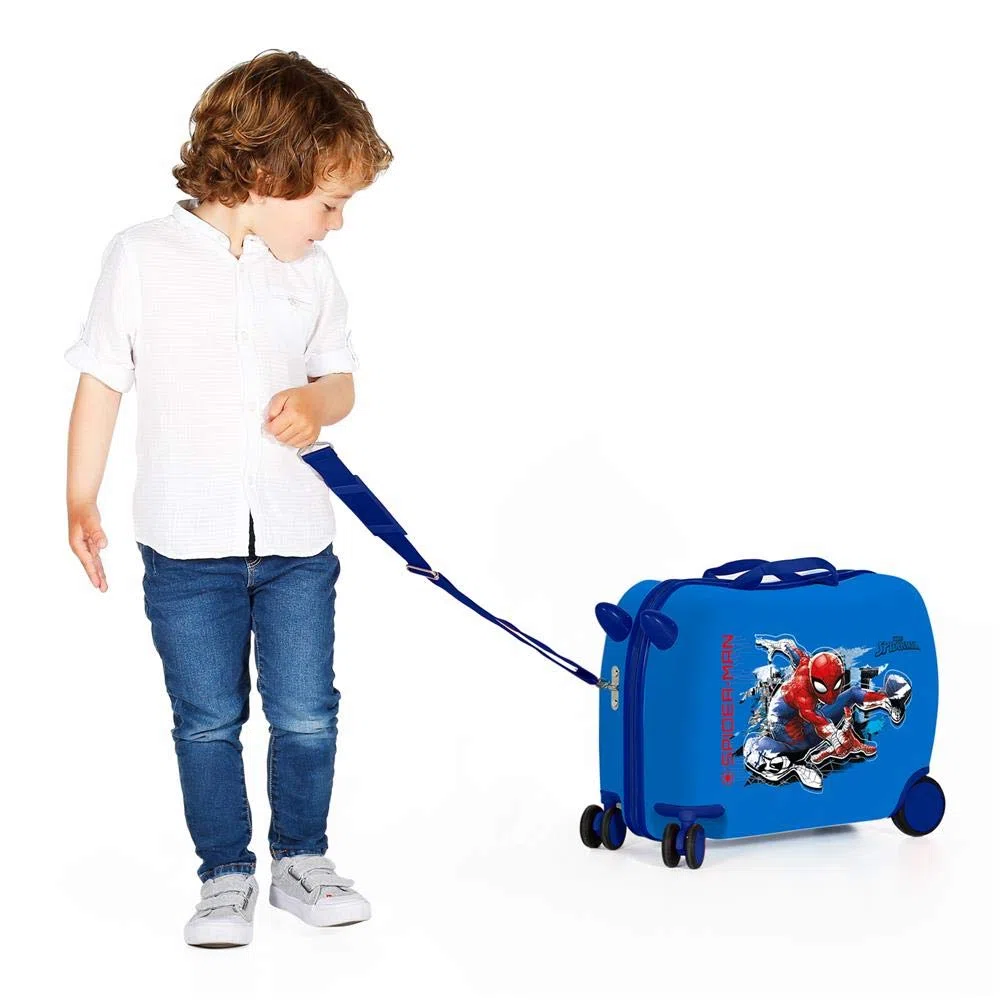 Marvel Spiderman Geo Maleta Infantil, azul, 4 Ruedas ABS | Equipaje de Mano