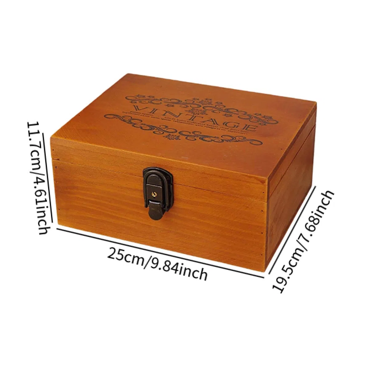 Colcolo Organizador de Almacenamiento de la Caja de Recuerdo de Madera Diseño Antiguo bloqueable Caja de Joyas de joyería compacta de joyería compacta para el, 25x19.5x11.7cm