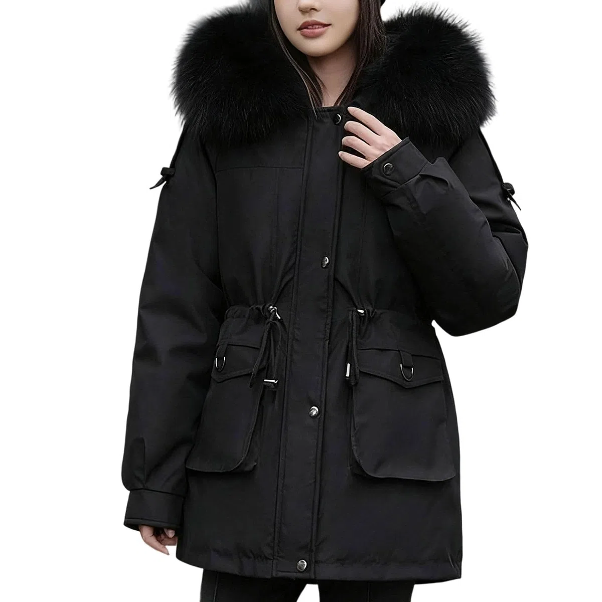 Abrigo Mujer Parka Largo con Capucha Niñas Adolescentes Abrigo Algodón Manga Larga Gruesa Chaqueta Acolchada con Cremallera de Invierno Cálido Parkas a Prueba de Viento con Bolsillos Outwear Termico