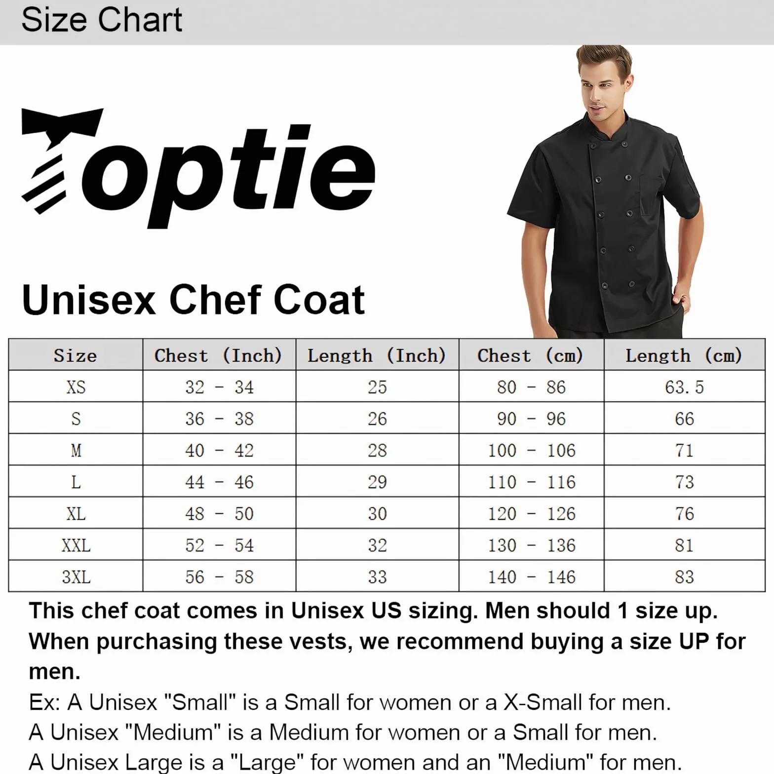 TopTie Chaqueta de chef unisex de manga corta, Negro con malla., XX-Large