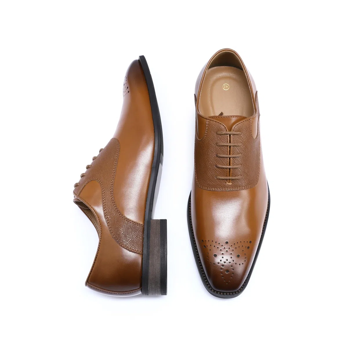 YFFUSHI Zapatos de Vestir Hombre, Zapatos Semialtos con Cordones Clásicos, Zapatos de Boda y Negocios, Oxford Derby Brogue con Cordones