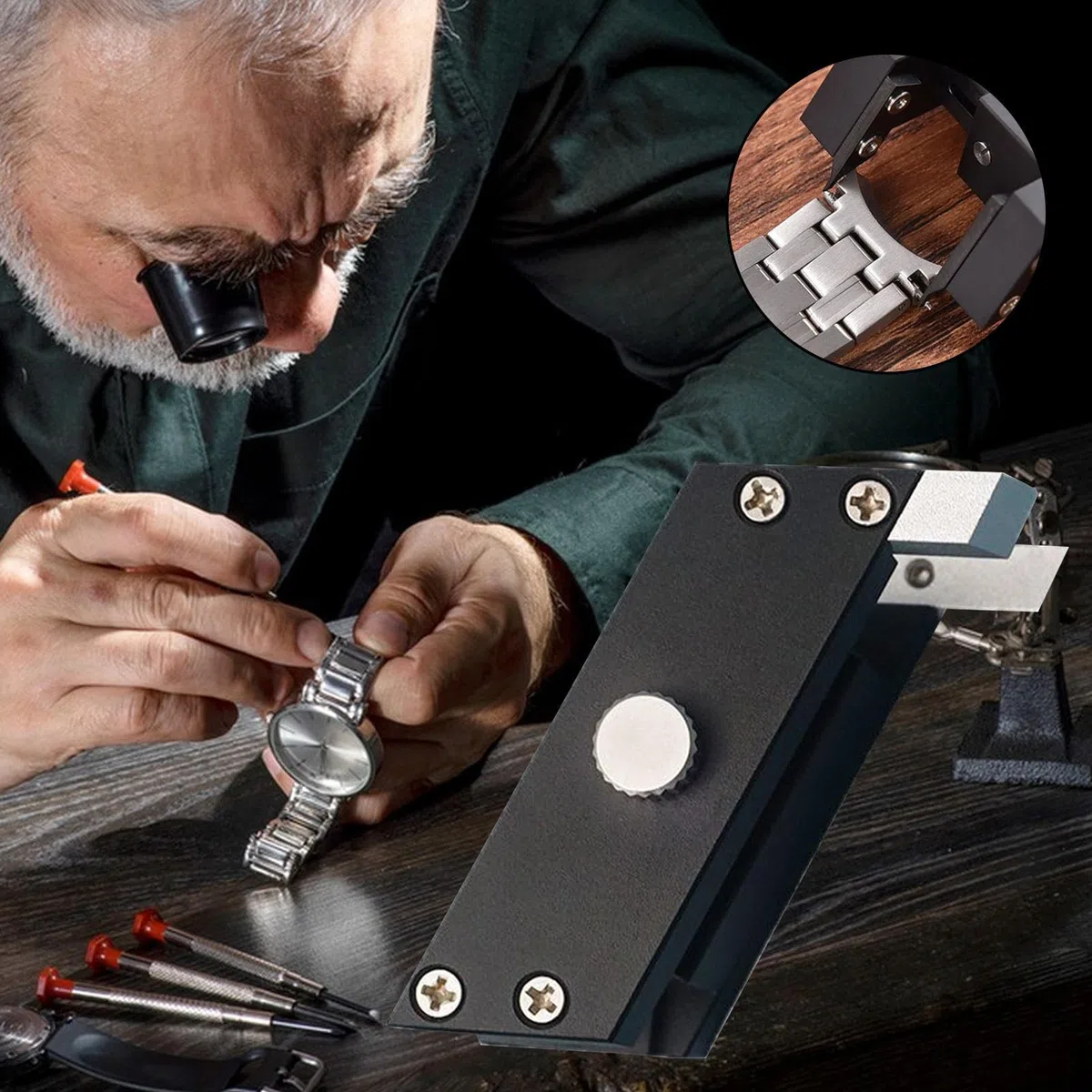 Generisch Herramienta de extracción de Correa de Reloj | Herramienta | antideslizante ajustable – Juego de reparación de relojes | Para el hogar Correa de reloj Cambio de limpieza Ajuste de tamaño
