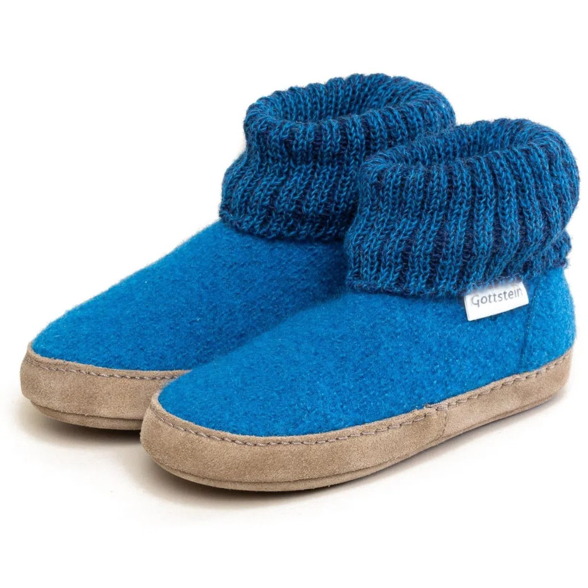 Gottstein Zapatillas de fieltro Alpine Boot LE para niñas y niños – Zapatillas infantiles de pura lana virgen con cintura elástica y suela de piel acogedora