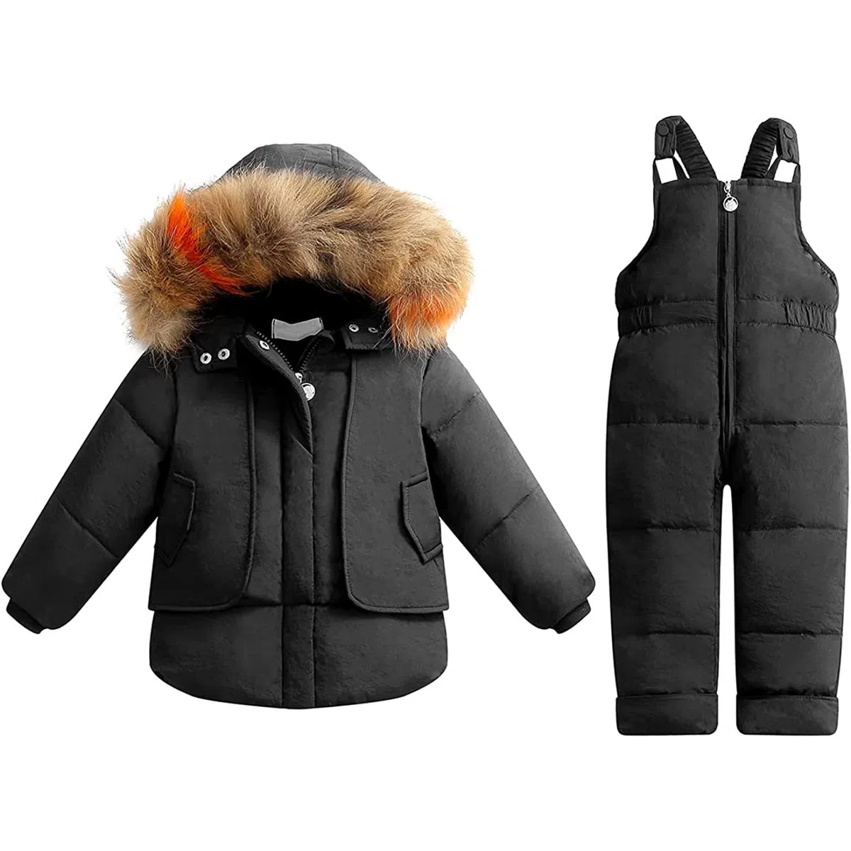 Generisch Traje de nieve infantil para niños pequeños, ropa de invierno infantil, mono de piel sintética, chaqueta con capucha