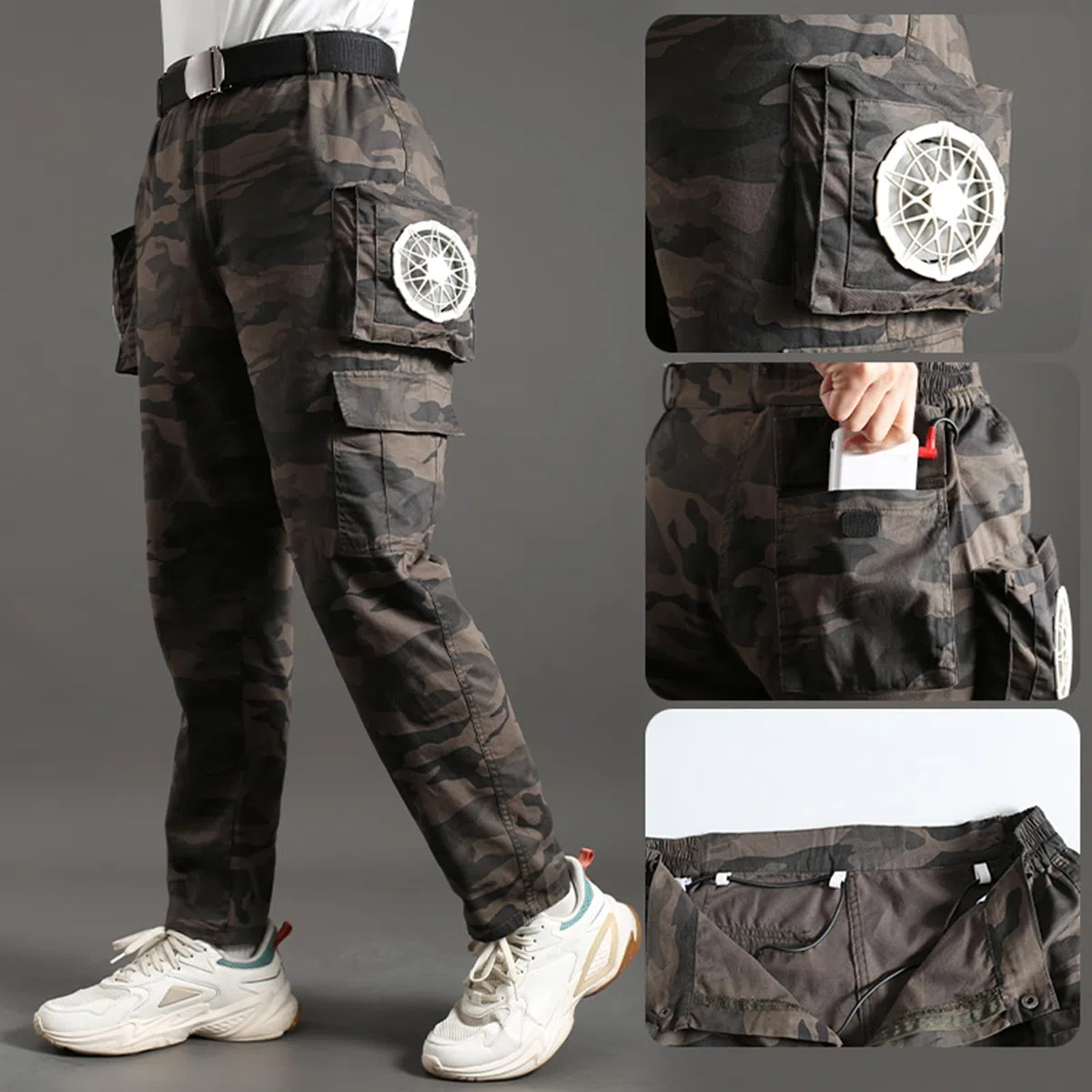 Pantalones de enfriamiento silenciosos con aire acondicionado, 2 para hombre, protección solar, ropa operada para ventilador caliente, pantalones con aire acondicionado para hombres, adolescentes