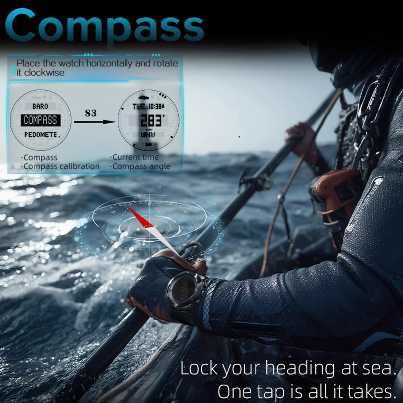 Reloj de Buceo, Computadora de Buceo Resistente Al Agua hasta 100 M, Reloj Deportivo Digital para Hombres con Brújula, Altímetro, Barómetro, Cronómetro, Temporizador de Cuenta Atrás,