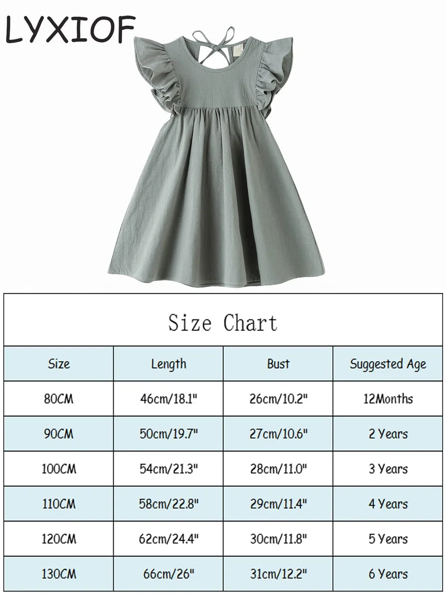 Vestido de verano para niñas, vestidos de manga con volantes, Blanco, 24 meses
