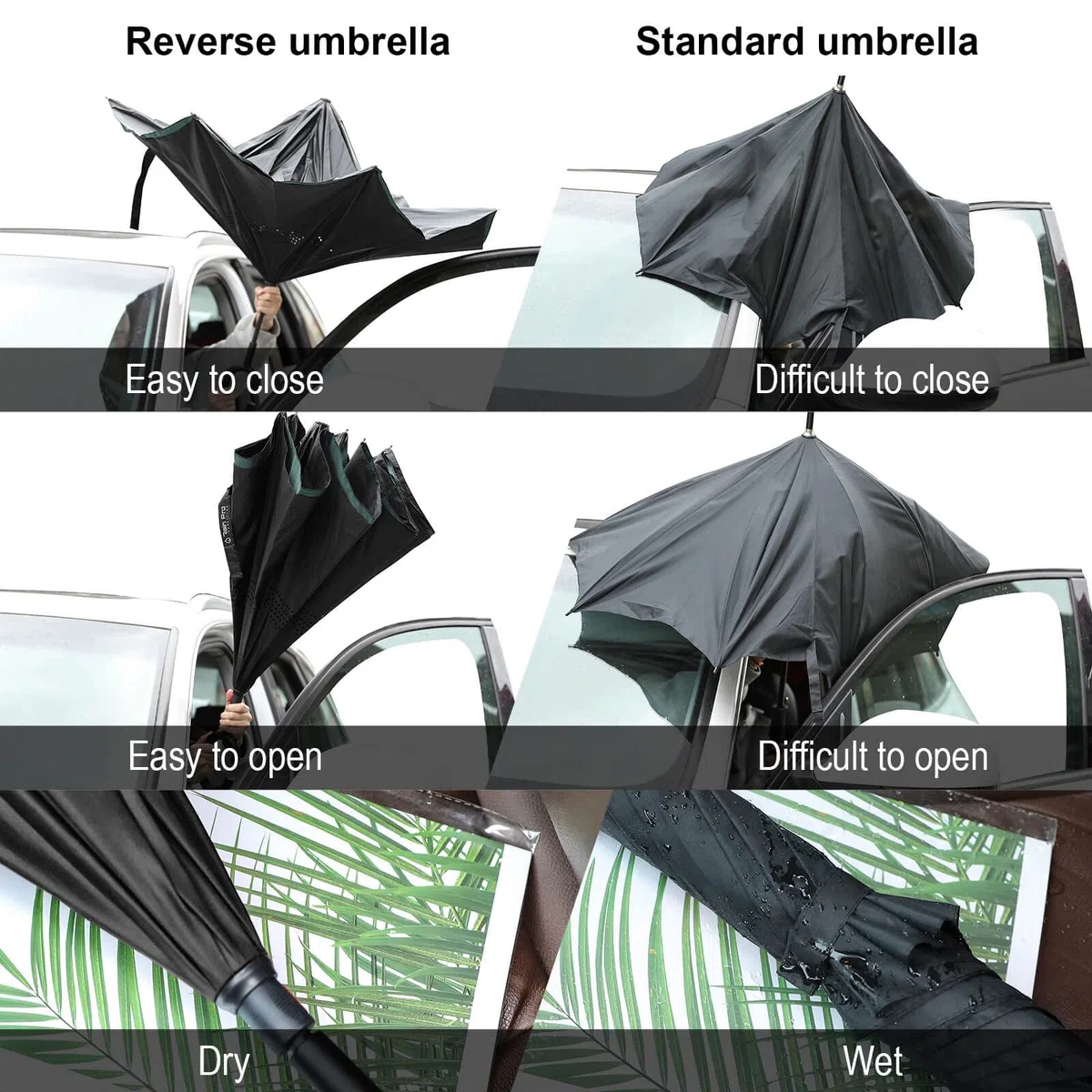 personalizados PARAGUAS grande invertido,Gran Paraguas Plegable con Apertura Automática, a Prueba de Viento, Parasol Anti-UV, construcción de doble capa, mango en forma de C, para mujeres y hombres