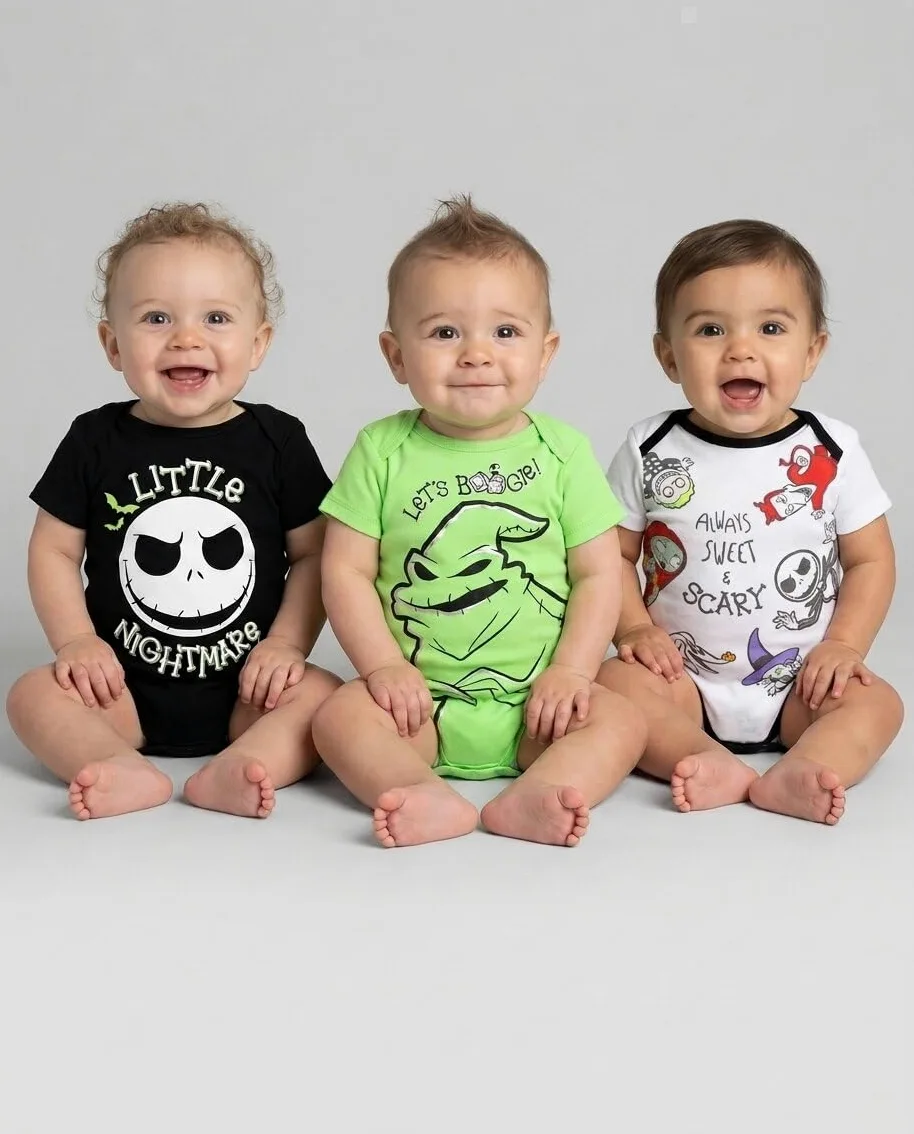 Disney Nightmare Before Christmas Sally Jack Skellington - Paquete de 5 mamelucos para recién nacidos a bebés