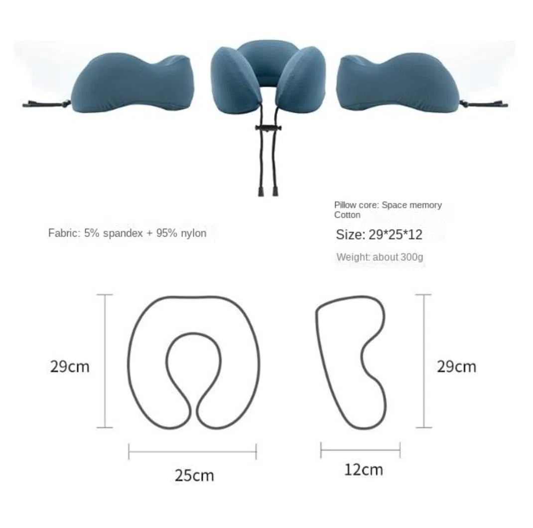 Almohada De Viaje Cuello Oficina Almohada De Viaje Espuma Viscoelástica, Nailon para El Cuello, Avión Lavable Accessorios De Viaje(F)