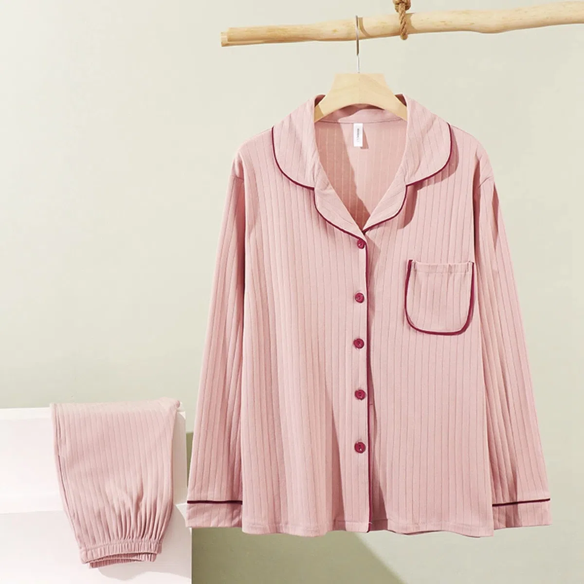 Pijamas de Franela de Invierno y otoño para Mujer y Hombre, Conjuntos de Pijama de otoño y 2 Piezas para Mujer, de algodón de Moda, de Manga Larga, con Solapa, Sencillos, de algodó