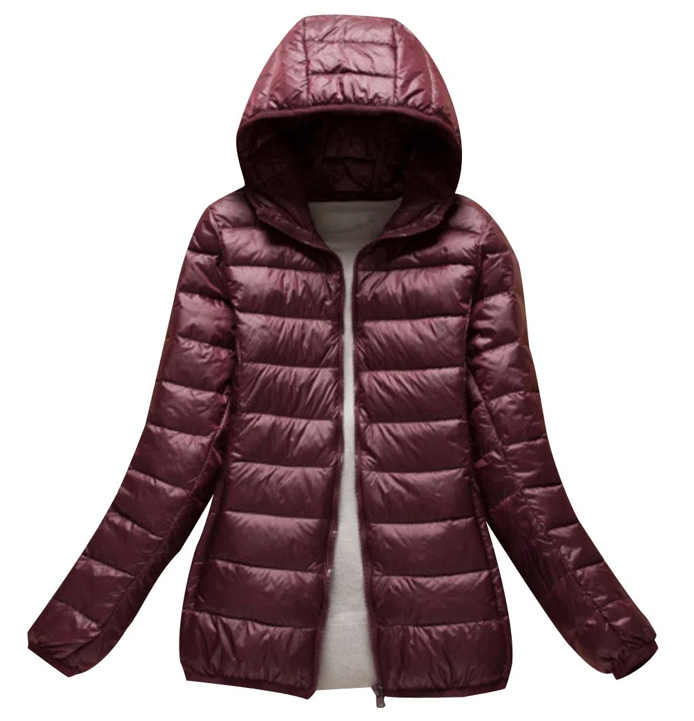 Abrigo Plumas Con Capucha Mujer Abrigos Acolchado Plumiferos Ligeros Chaquetas Chaquetones Plumon Anorak Plumifero Corto Cazadoras Chaqueta Acolchada Mujer Plumas Ultralight Invierno Vino Rojo L