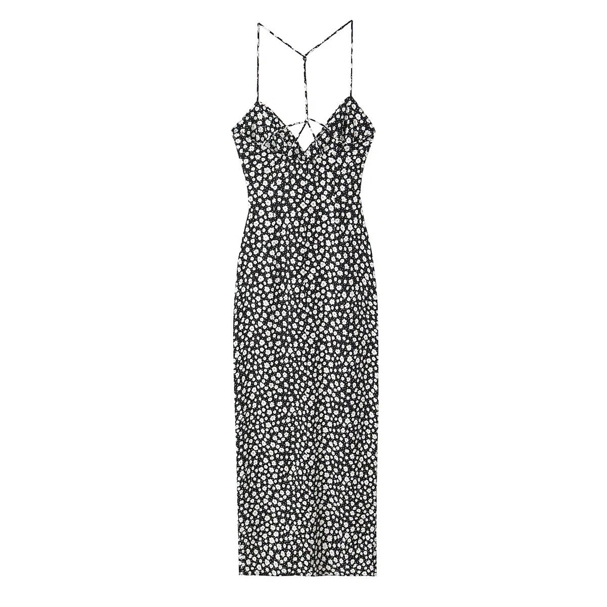 Vestido de playa bohemio con estampado floral para mujer, cuello en V, sin mangas, espalda descubierta, vestido largo midi para mujer, Y2k