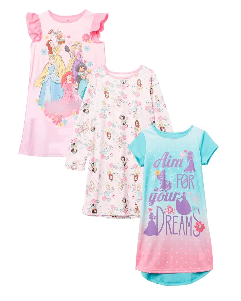 Disney Frozen Minnie Princess 3 Pack Nightgown, Girls Rule 2, 4