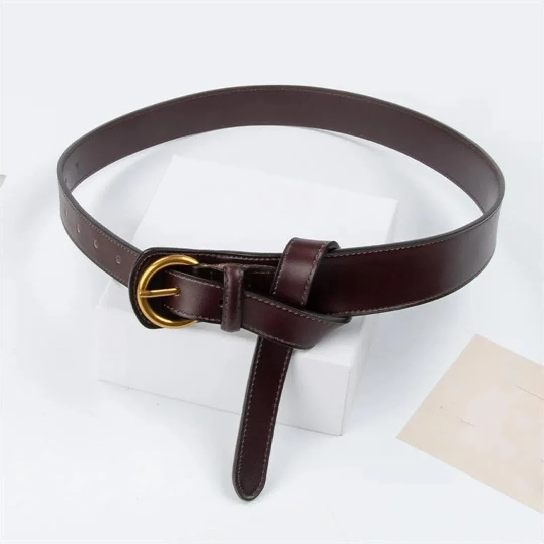 Fnfmrfmr Cinturón ajustable de piel sintética para mujer, con hebilla dorada envejecida, para vestidos, jeans