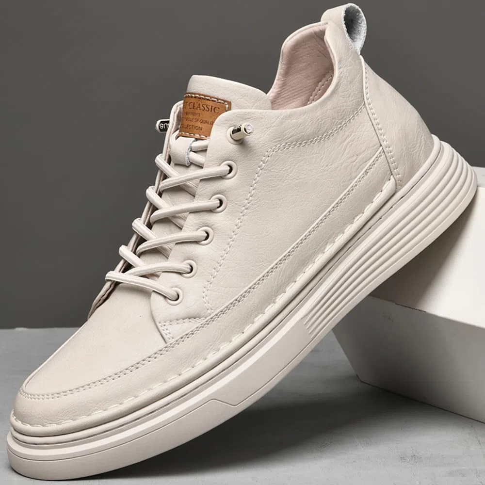 Asifn Hombres Zapatos Casuales Altura Invisible Zapatos Deportivos De Cuero con Cordones Moda Transpirable Cómodo y Ligero