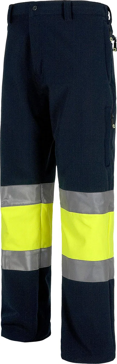 WORKTEAM Pantalón Softshell Alta Visibilidad y Cintas Reflectantes, Alta Capacidad Térmica, Cortavientos y Repelente Agua, Multibolsillos con Cremallera. Unisex