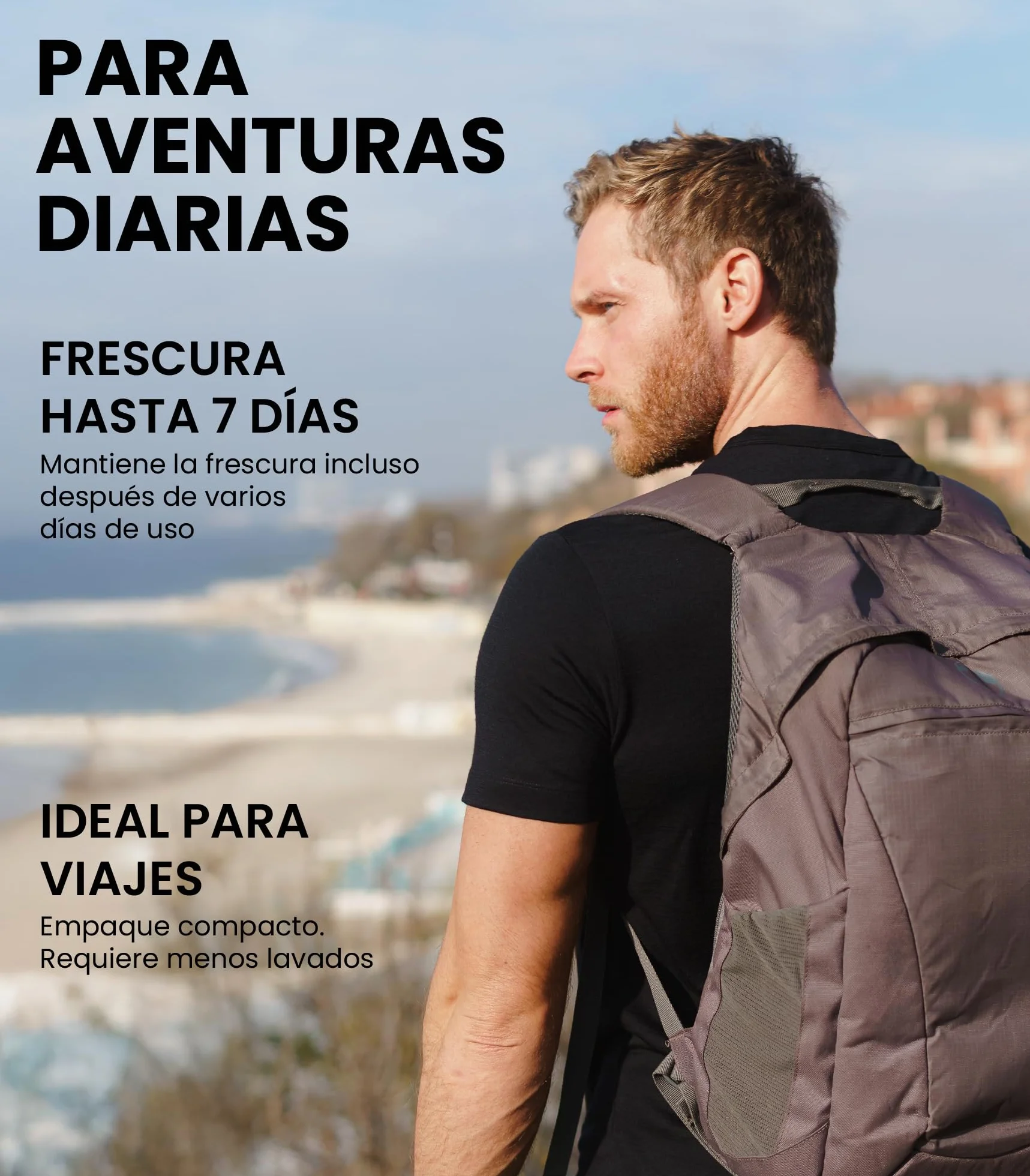 Merino.tech Camiseta Lana Merino Manga Corta Hombre - Camiseta Trekking Hombre Lana Merino Capa Base Ligera