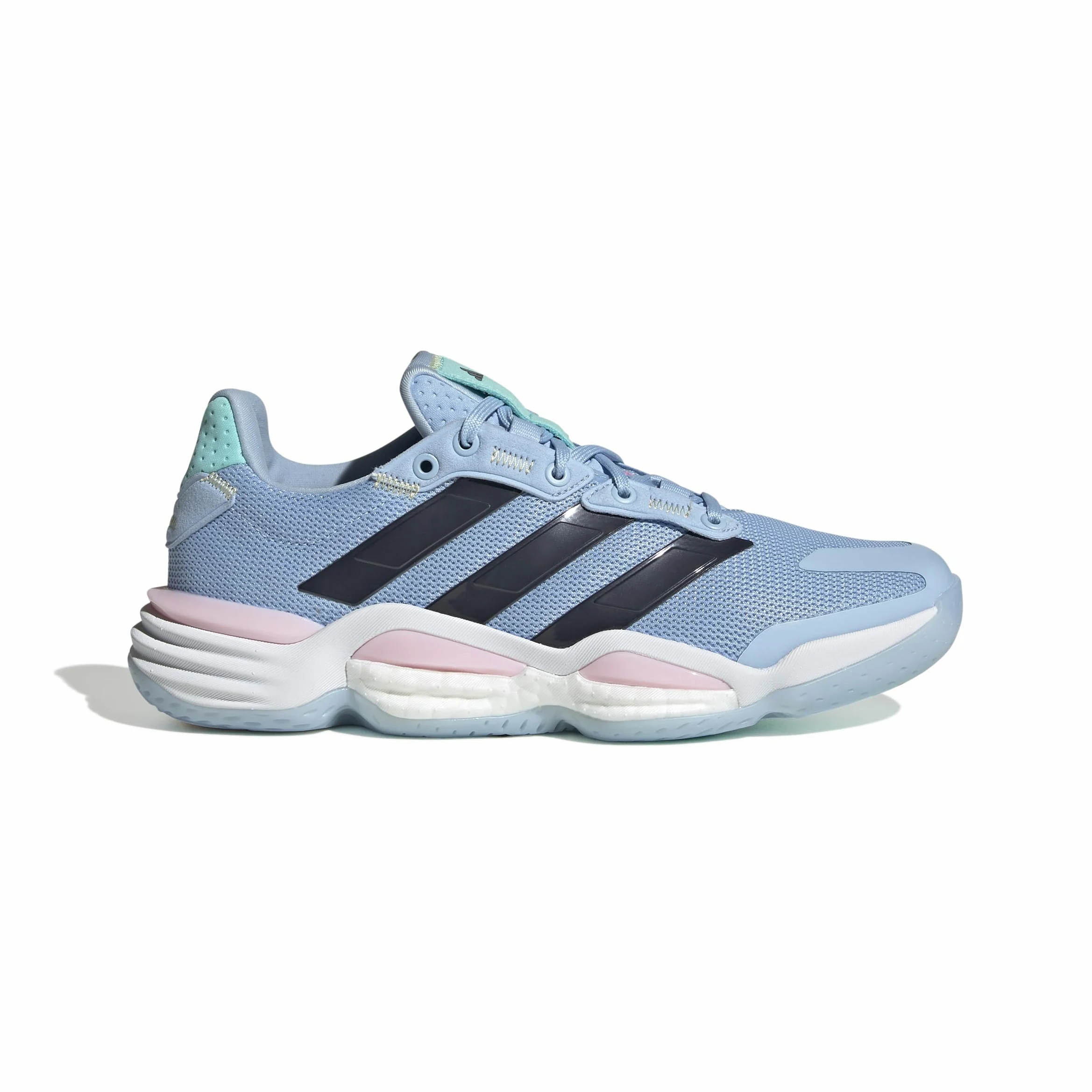 adidas Mujer Stabil 16 Indoor Shoes, Glow Blue/Shadow Navy/Core Black, 37 1/3 EU
