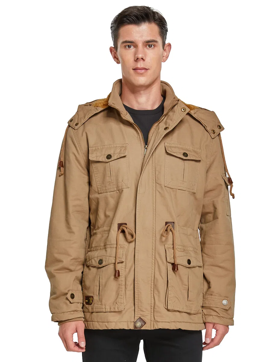 WenVen Abrigos Cálido Invierno Chaqueta Entretiempo Parka Militar Hombre | Capucha Gruesa Extraíble,Forro Gruesa,Rompevientos,Cálida,Rompevientos Ligero,Exteriores,Exterior,Senderismo,uso Diario