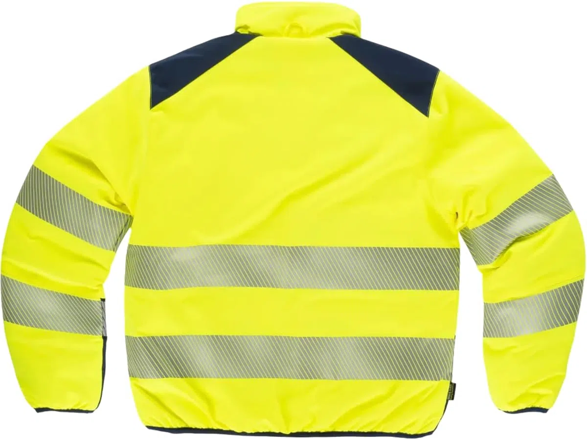 WORKTEAM Cazadora Reversible Acolchada Alta Visibilidad Clase 2 ISO 20471, Cintas Reflectantes Segmentadas, Cuello Alto, Bolsillos con Cremallera, Ropa Laboral Unisex