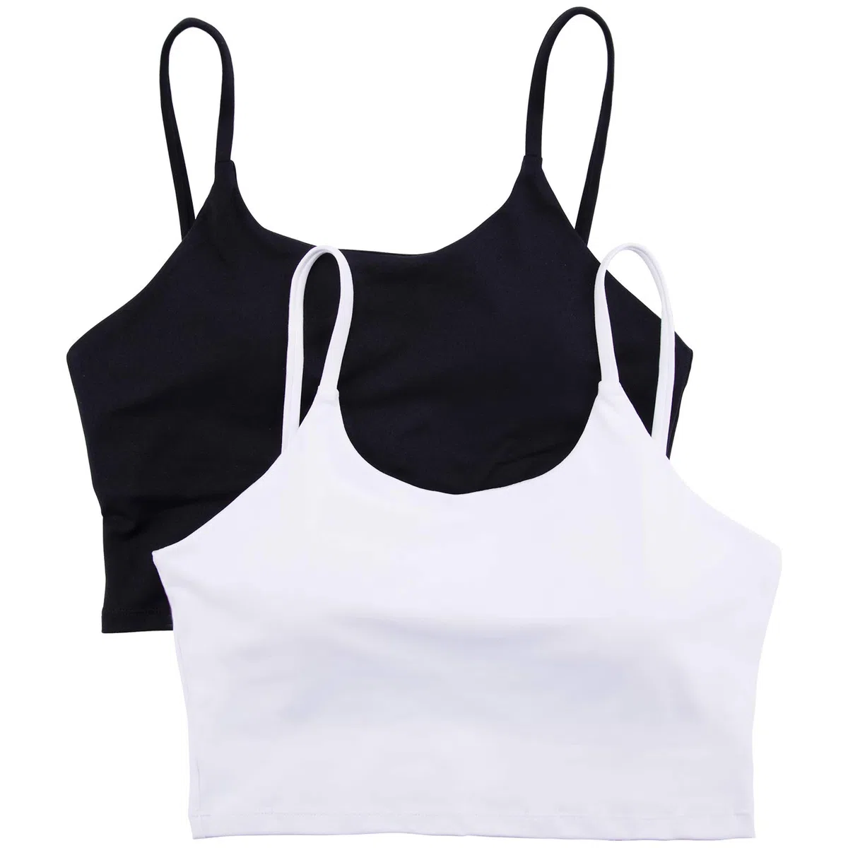 BQTQ 2 Piezas Sujetador Camisola Deportivo Acolchado Camiseta Corta sin Mangas con Almohadillas Extraíbles para Mujer, Negro y Blanco