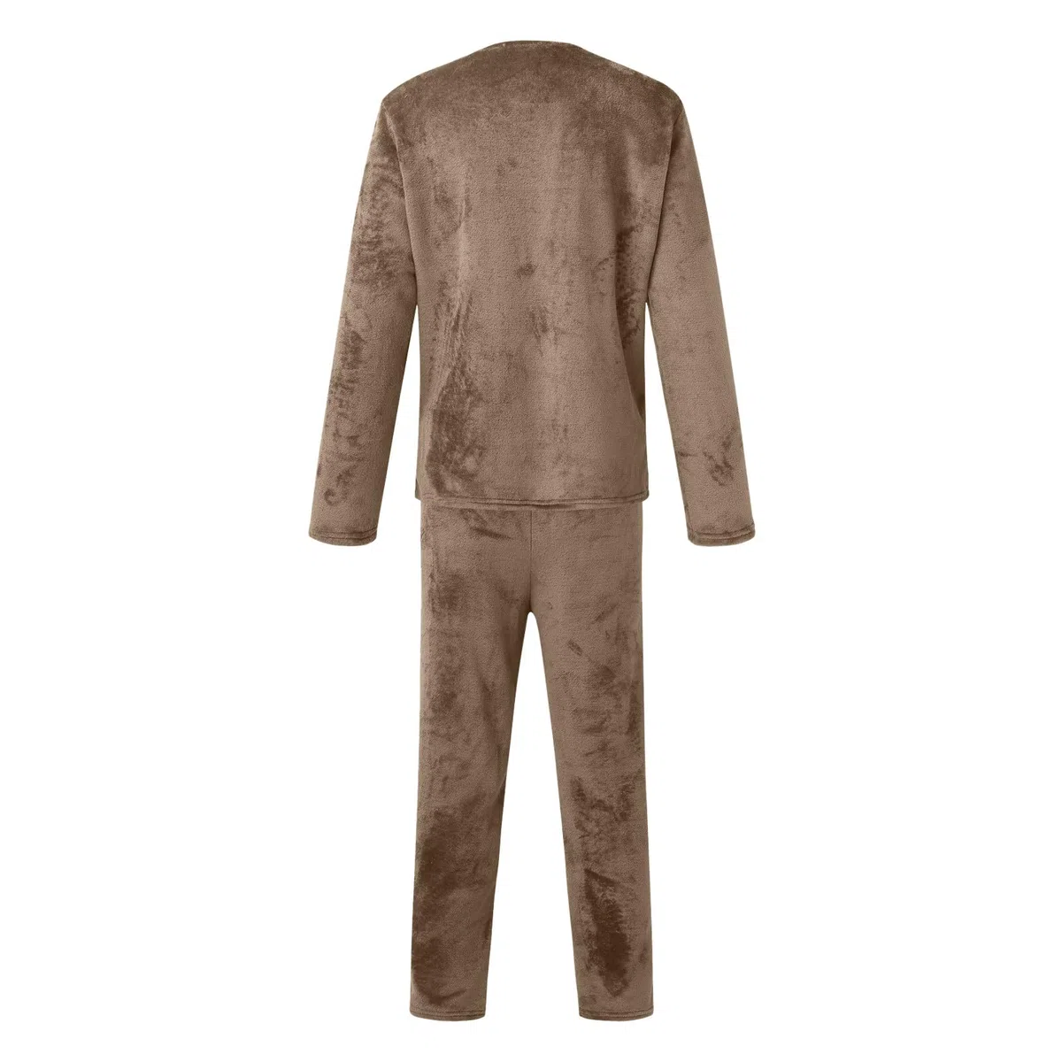 Pijama genérico para hombre de cuatro estaciones, traje de casa, tejido suave, color liso, camisa, pantalón largo, forro polar, cálido, ocio, cómodo