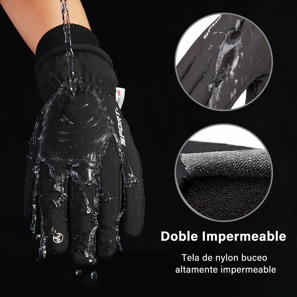 Guantes para Frio, EASYTAO Guantes Gruesos Nieve Impermeables a Prueba de Viento, Guantes de Pantalla Tactil de Invierno para Celular, Guantes Gym para Moto Ciclismo Correr