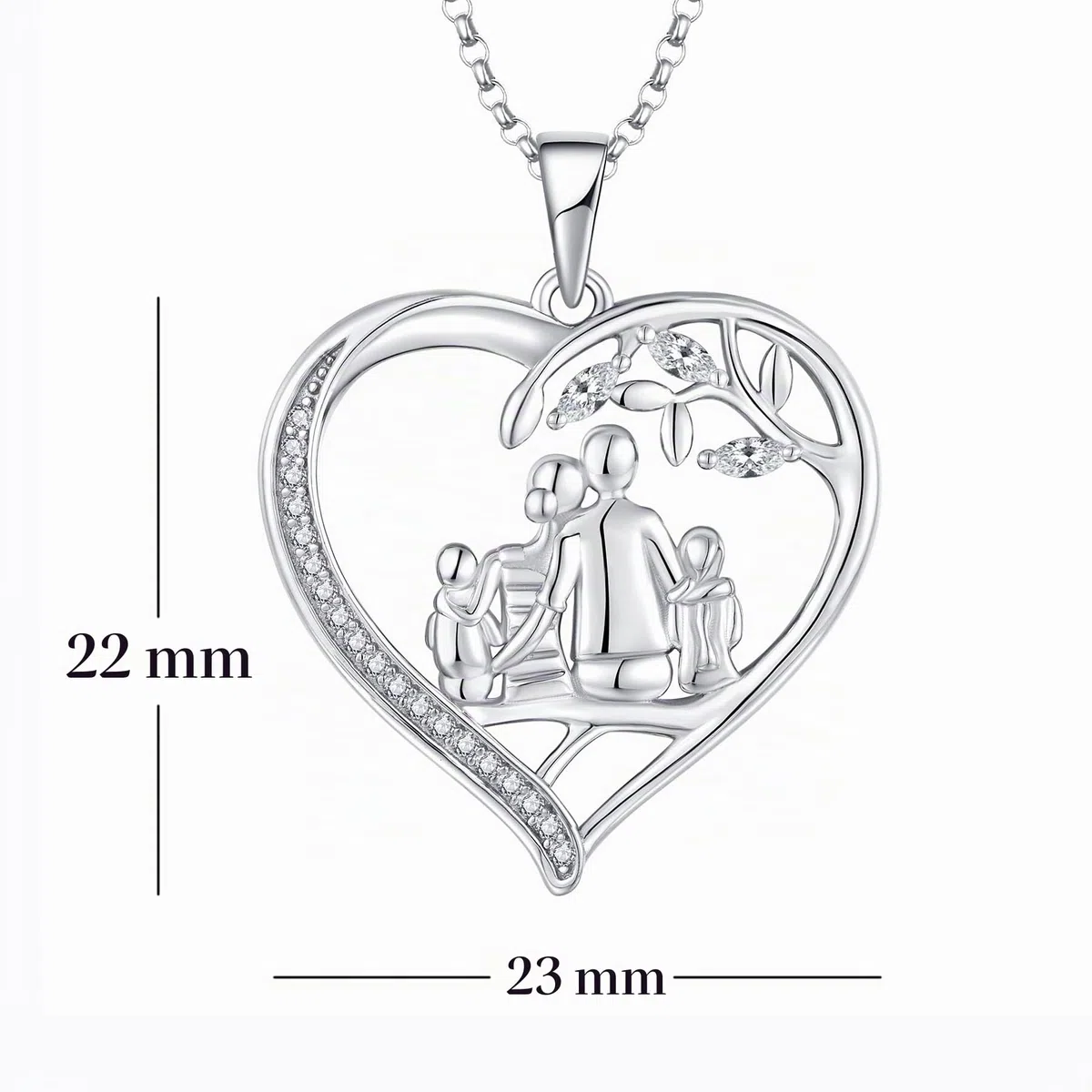JO WISDOM Collar Familiar Albero della vita Plata de ley 925 Mujer,Colgante con Cadena Madre Hija Papá Hijo con 3A Circonia
