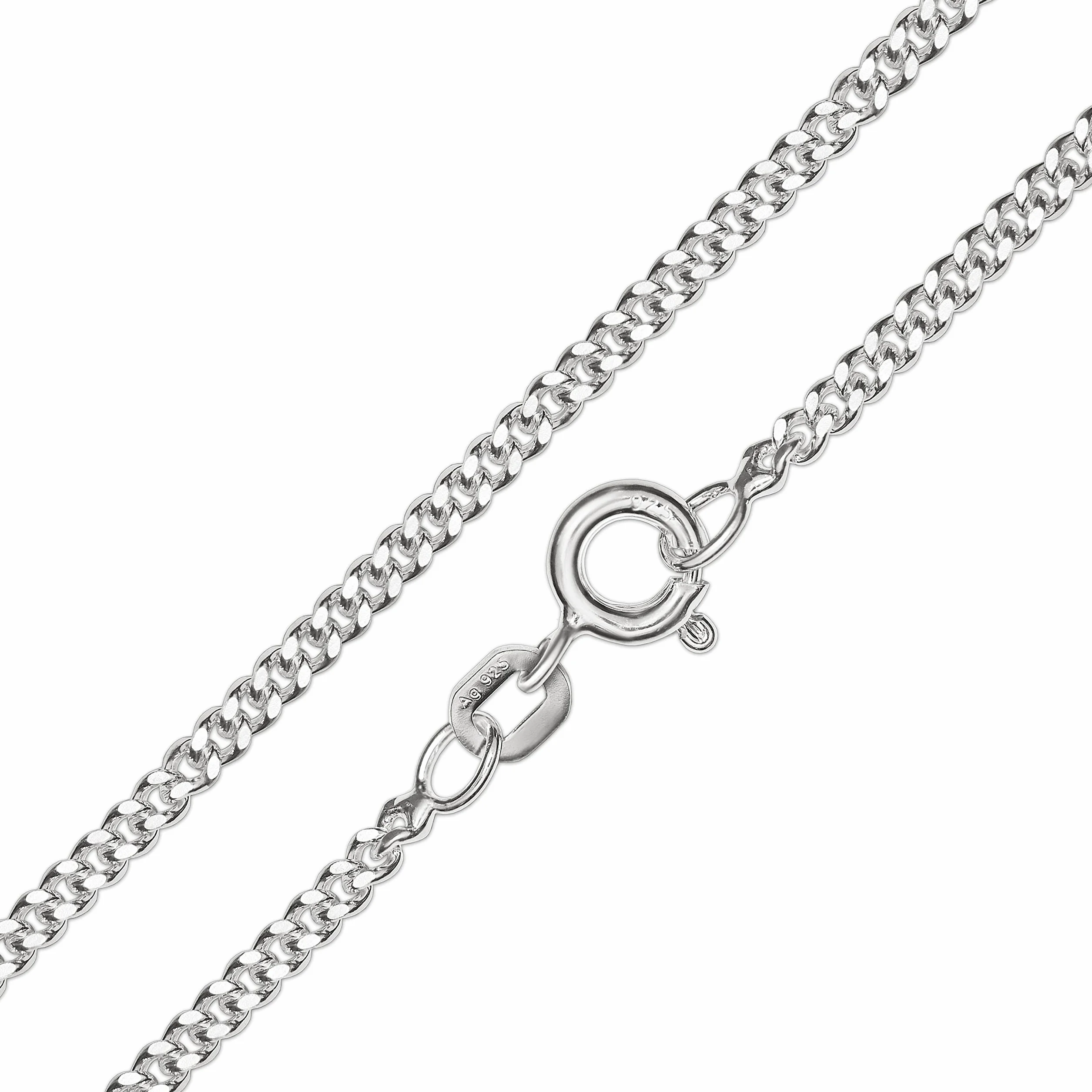Set de colgante de plata con Ichty plano de 17 mm, símbolo del pez de Jesús con cadena estilo panzer brillante de 42 cm, plata de ley 925 de Clever Schmuck
