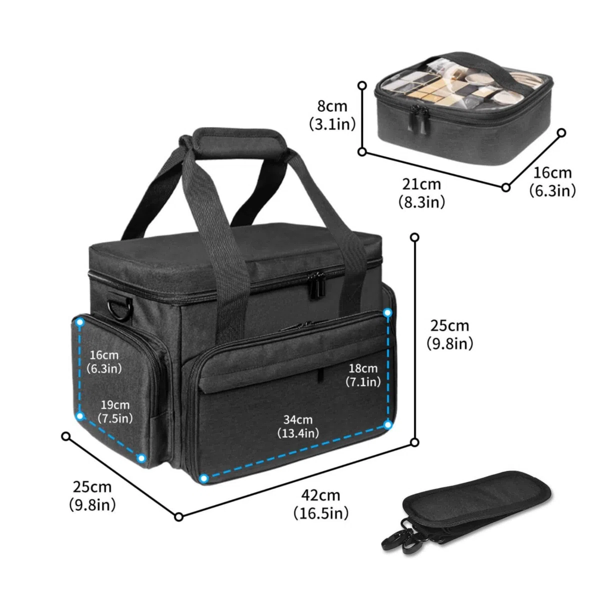 Neceser Viaje con Compartimentos Acolcdo Neceser Viaje Organización Práctica Organizador Cosméticos para Viajeros, Maquilladores, Maleta